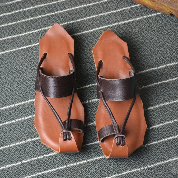 2022 Casual Retro Leather Handmade Slippers Plus Size