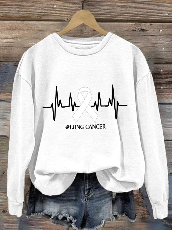 Women's Lung Cancer Ribbon Print Sweatshirt socialshop