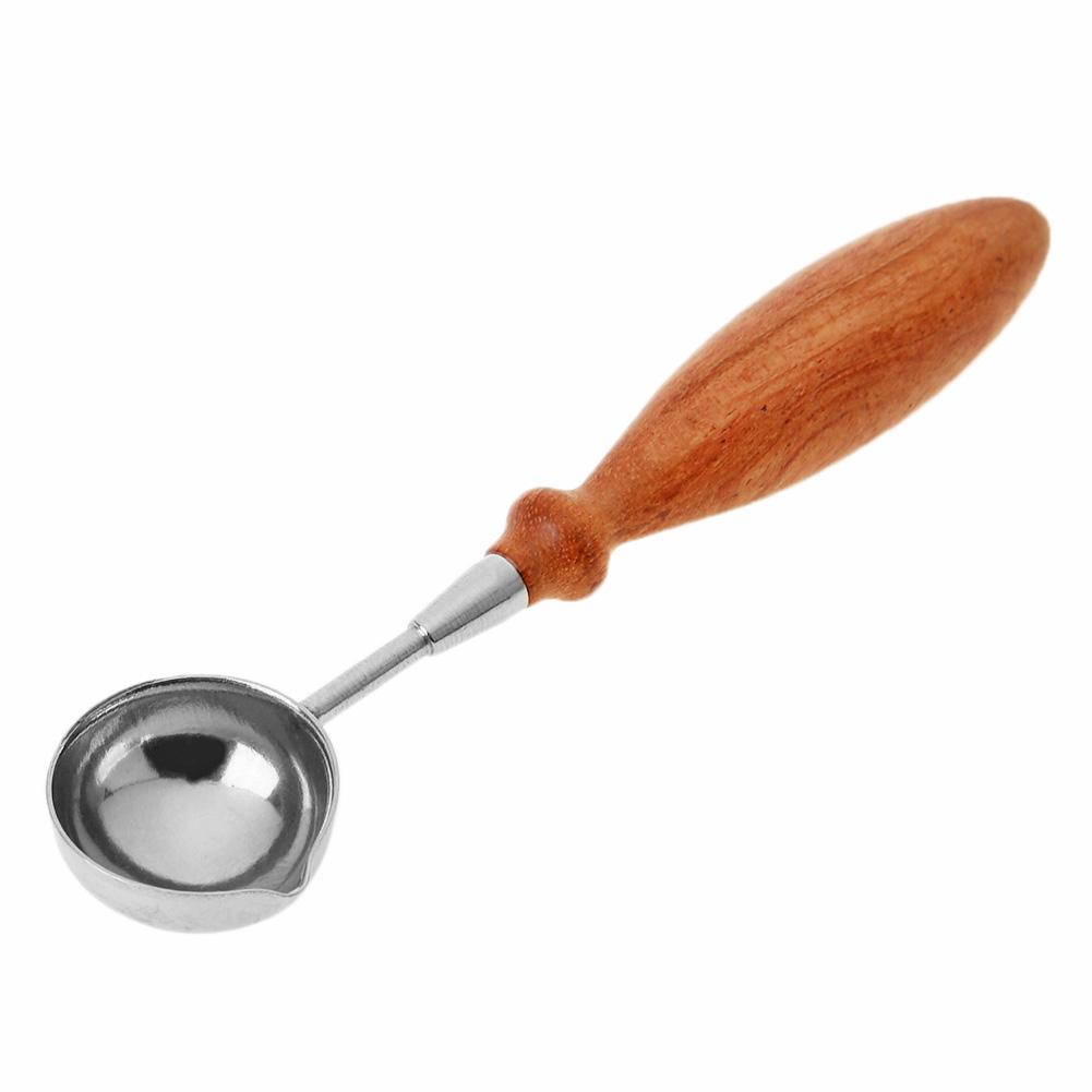 Vintage Wax Stamping Seal Wax Spoon Wood Handle Anti-Hot Sealing Wax Spoons