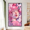 Diamond Painting -DIY Round Partial AB Drill Pink Butterfly Girl(45x75cm)