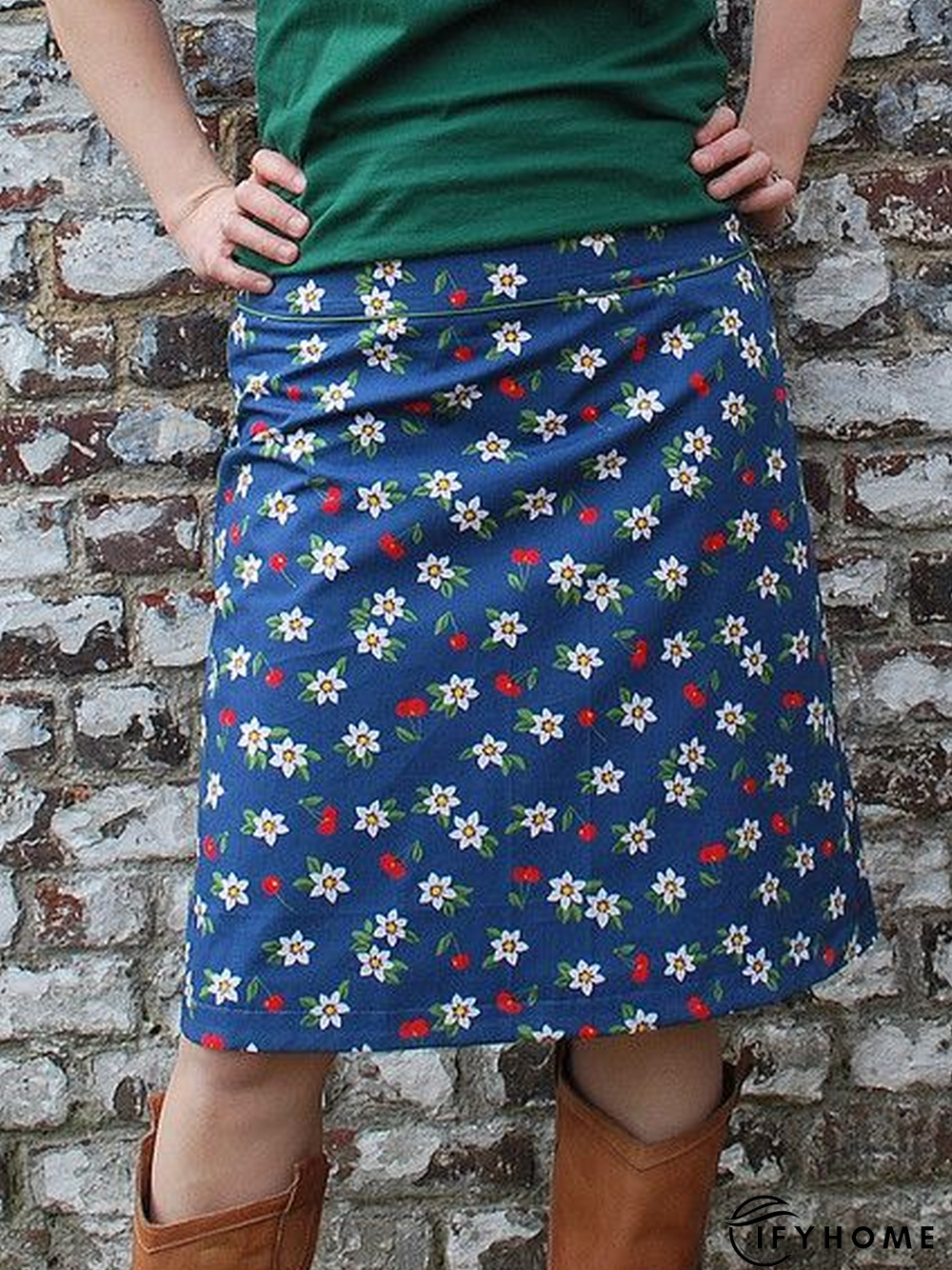 Casual Cotton-Blend Printed Skirts | IFYHOME