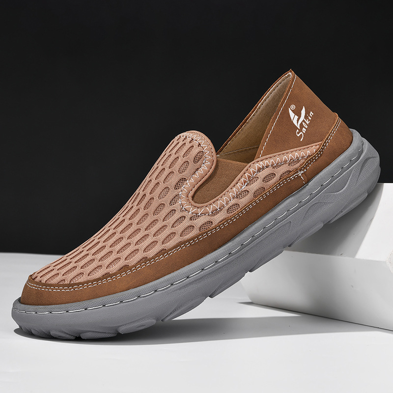 Summer Men's Mesh Breathable Comfortable and Soft Sole Walking Slip-On Shoes | ARKGET