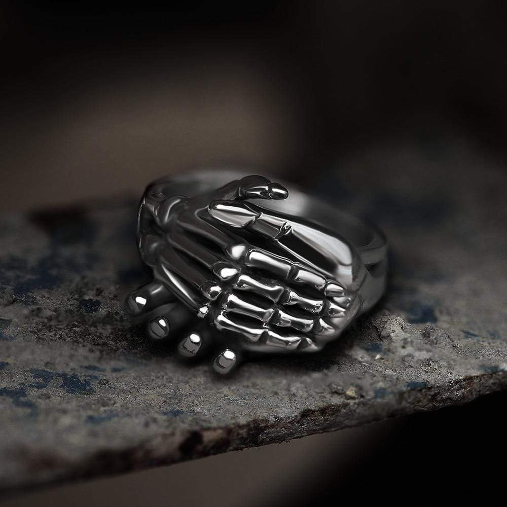 Combined Hands Stainless Steel Skull Ring