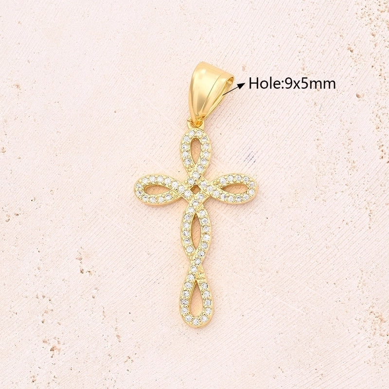 1 Pc/Package 18.5×12.5mm 19×12.5mm 35x20mm Hole 3~3.9mm 5x3mm 9x5mm Copper Shell Zircon 18K Gold Plated Cross Polished Jewelry Accessories Pendant