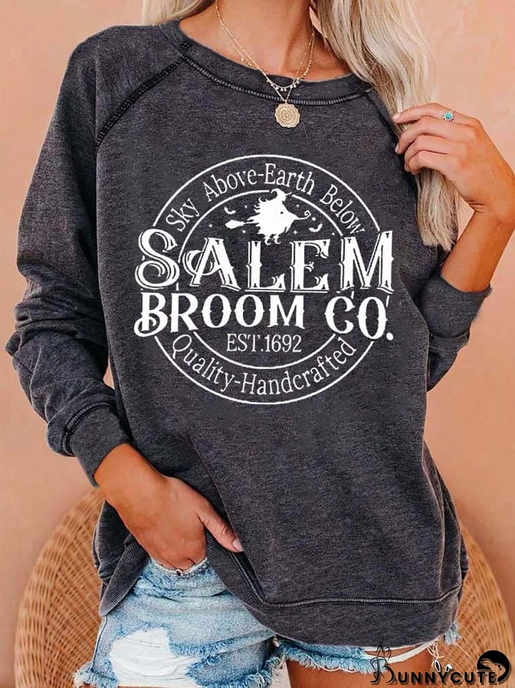 Women's Halloween Salem Broom Co. Casual Sweatshirt