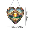 (Upgrade Size)DIY Double Sided Effect Diamond Painting Hanging Pendant Kit (Heart Sunrise)