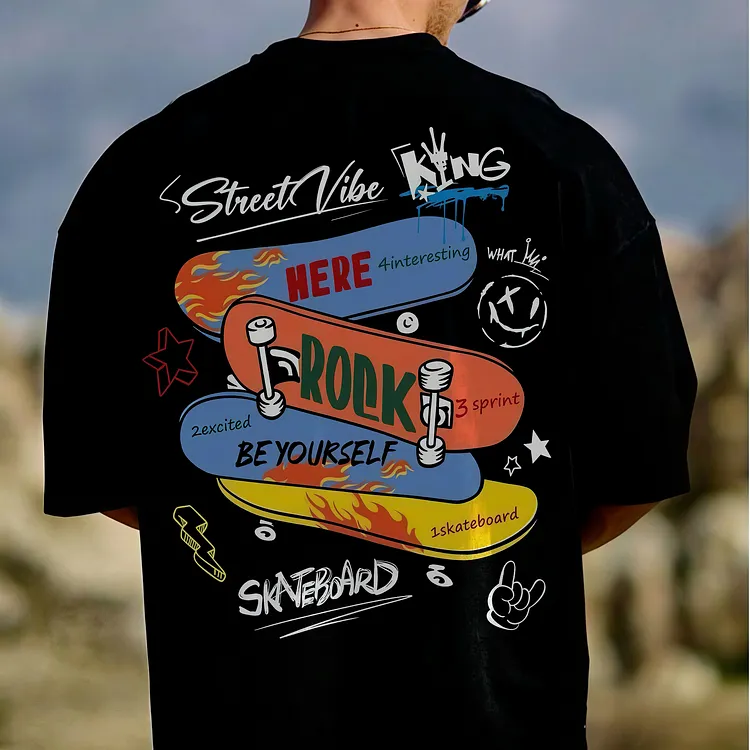 Street Vibe Here Rock Be Yourself Printed Men's T-shirt