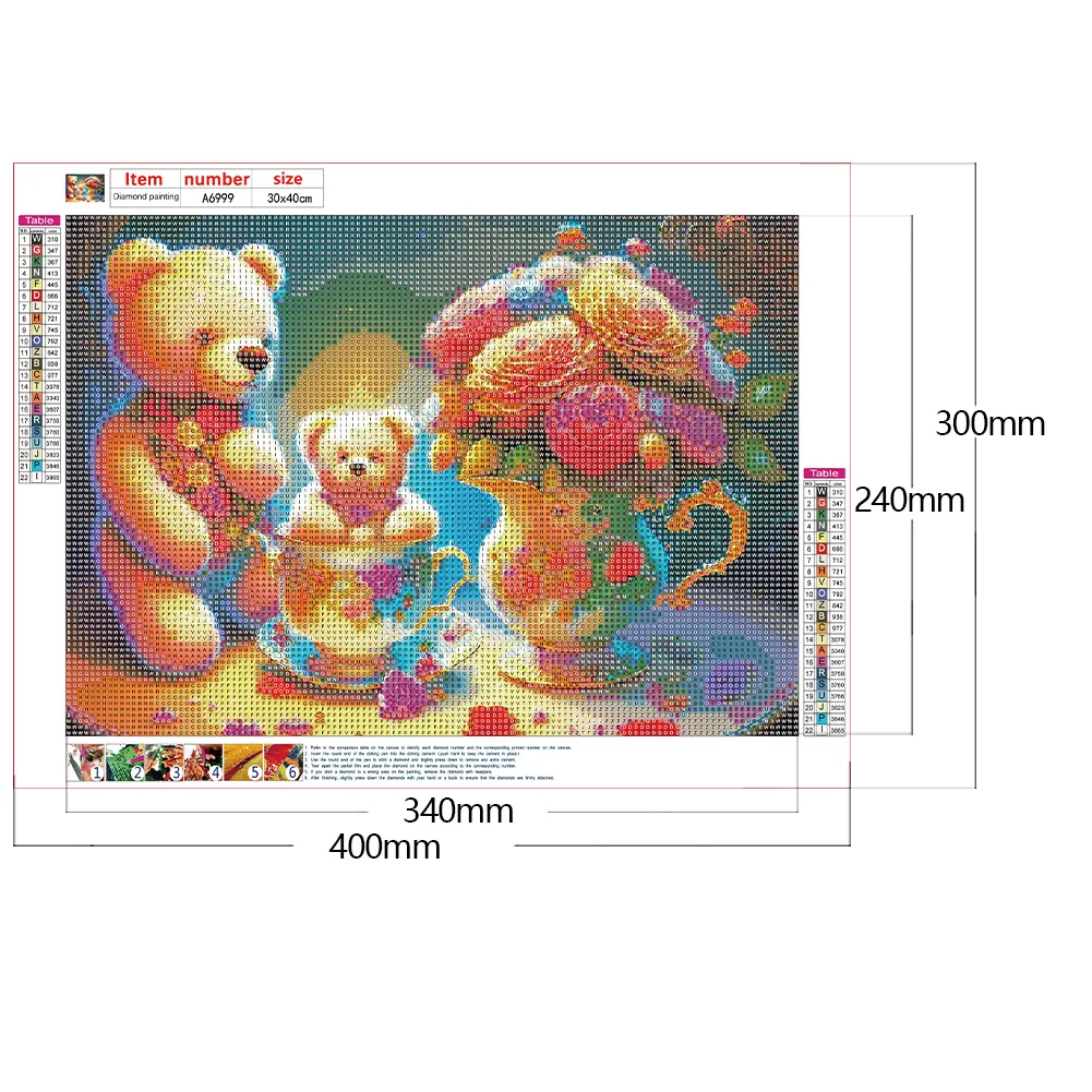 Full Round Diamond Painting 40*30cm - Roses And Teddy Bear