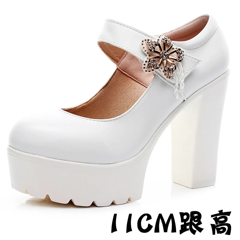Breakj Breakj High-Heeled High-Heeled Waterproof Table Thick-Soled Model Walking Shoes Magic Beaded Women's Shoes With Cheongsam Shoes
