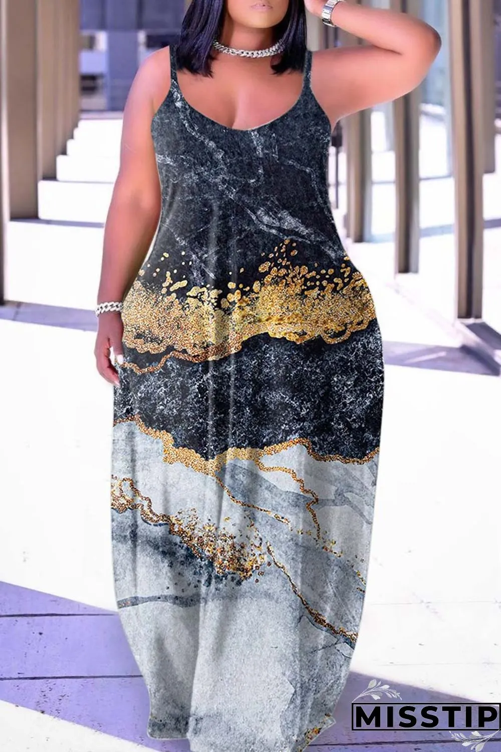 Multicolor Sexy Casual Backless Spaghetti Strap Long Dress Dresses