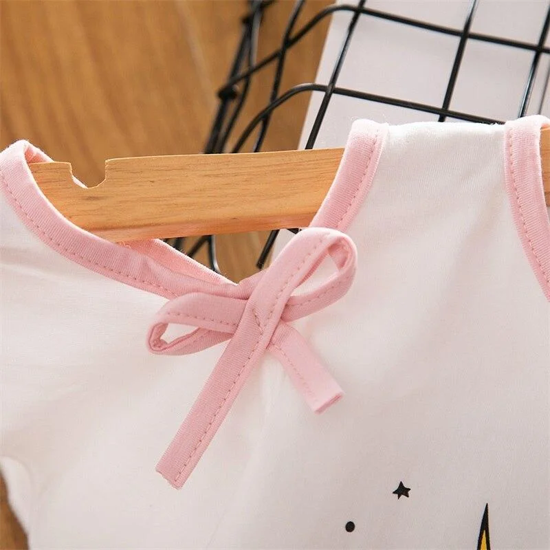 Kids Girls Unicorn Top And Tutu Dress Summer Princess Girl Princess Birthday Party Costume Children Kids Unicorn Clothing Sets