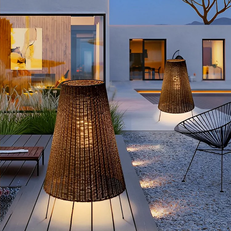 Creative Rattan Waterproof Modern LED Outdoor Floor Lamp Standing Lamp - Appledas