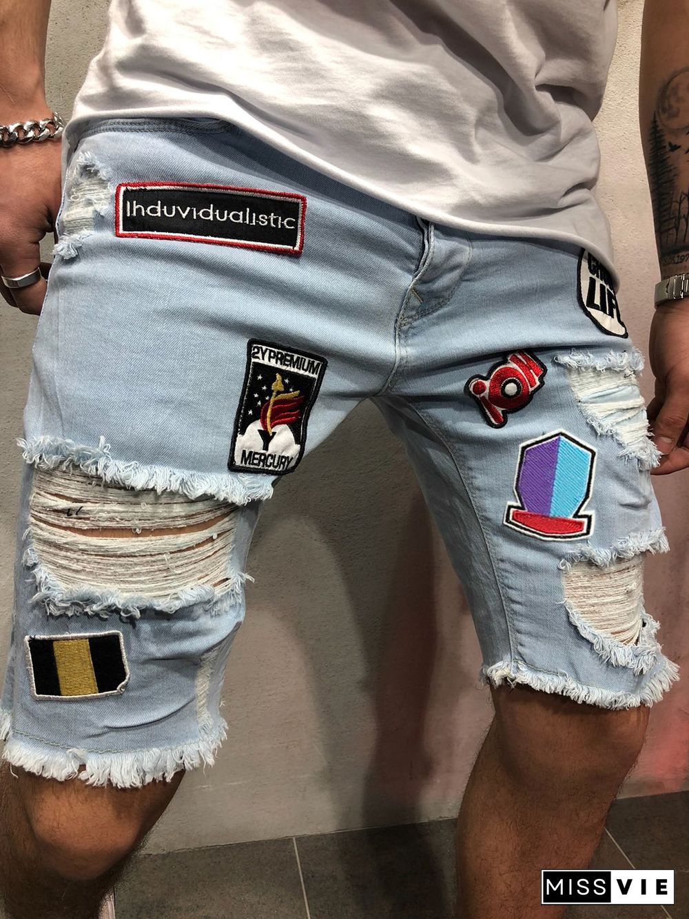 Fashion Zipper Denim Shorts Hh034