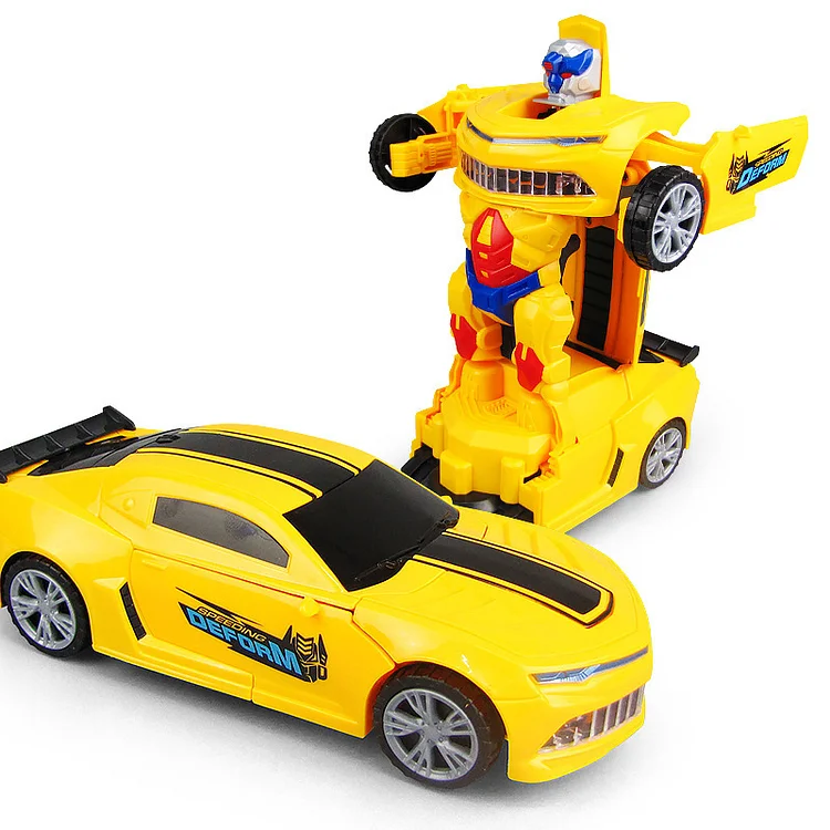 Electric universal deformation big yellow peak light music automatic deformation robot toy