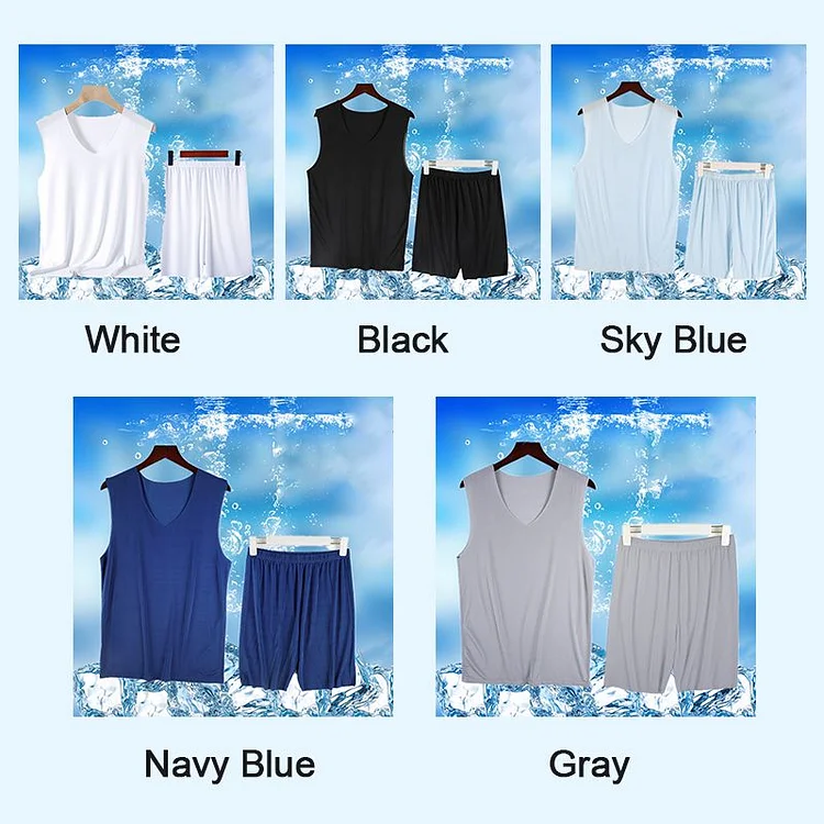 Men’s V-neck Ice Silk Tank & Shorts 2-piece Set( Limited Time Offer )