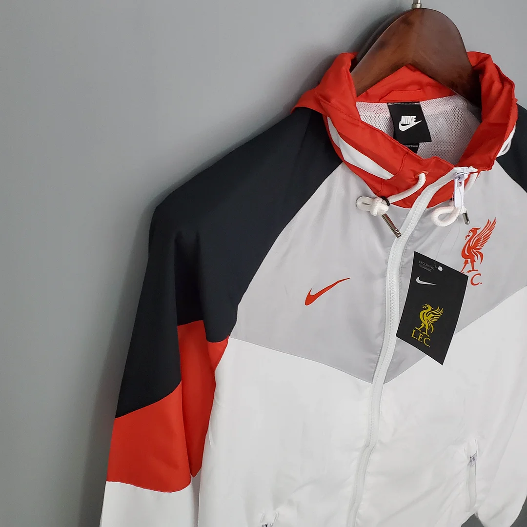 2021/2022 Liverpool Windbreaker （White-Black-Red） Soccer Jersey 1:1 Thai Quality