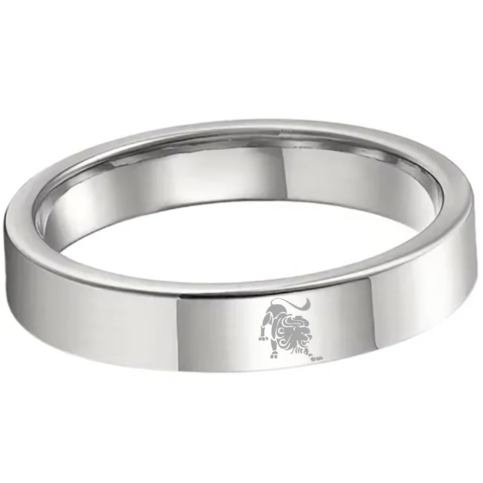 Mens Womens Flat Leo Tungsten Carbide Ring Sliver Couple Wedding Bands Top Comfort Fit 4MM 6MM 8MM Width