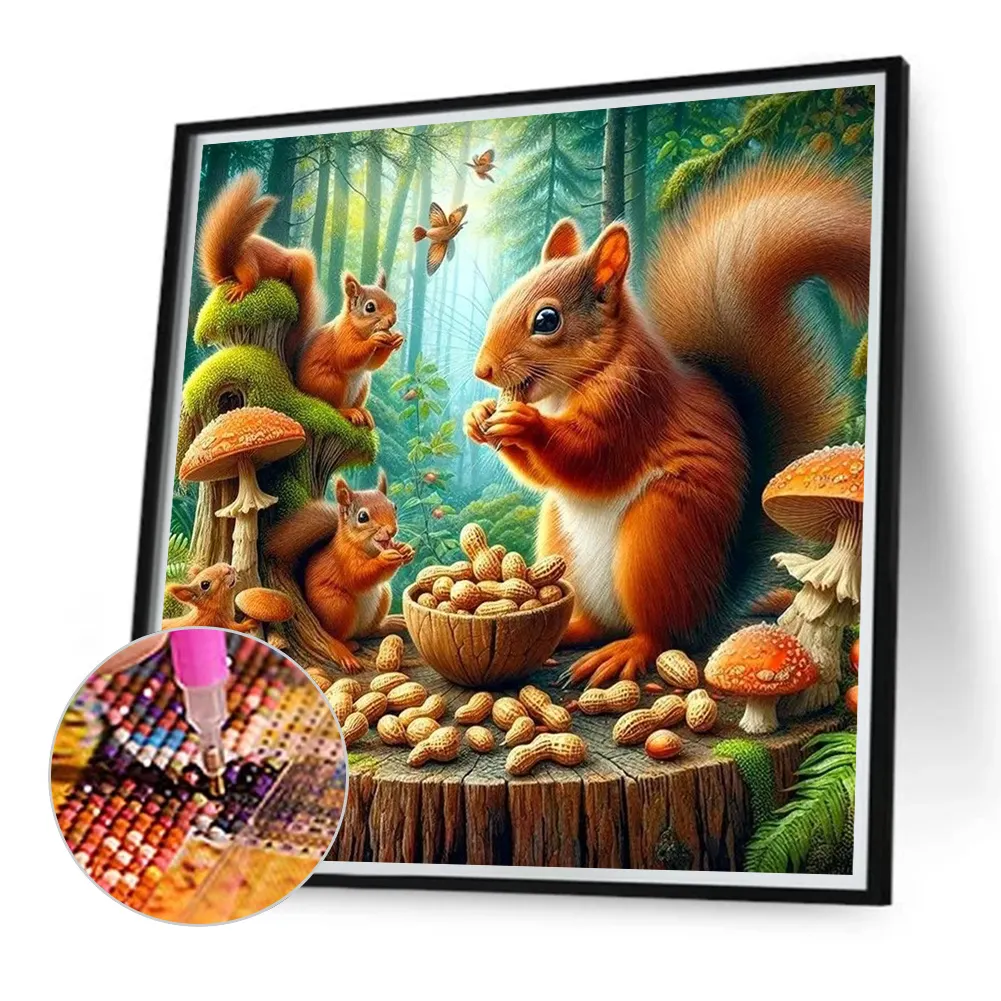 Diamond Painting - Full Round Drill - Autumn Squirrel(Canvas|40*40cm)