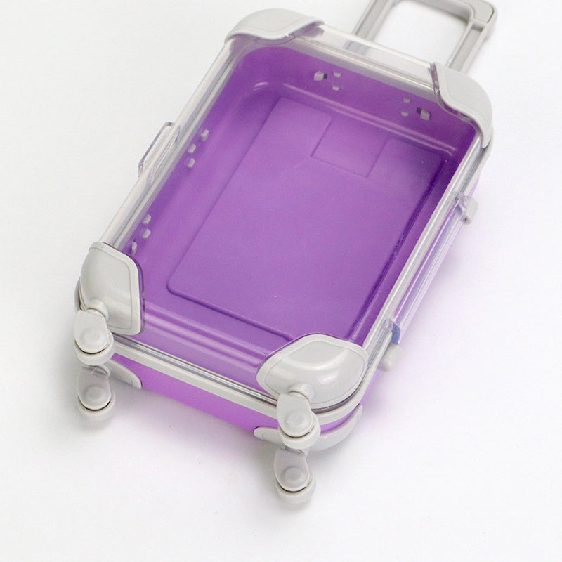 Simulation Mini Suitcase Trolley Case Transparent Mini Size Makeup Eyelash Box Storage Box Small Luggage