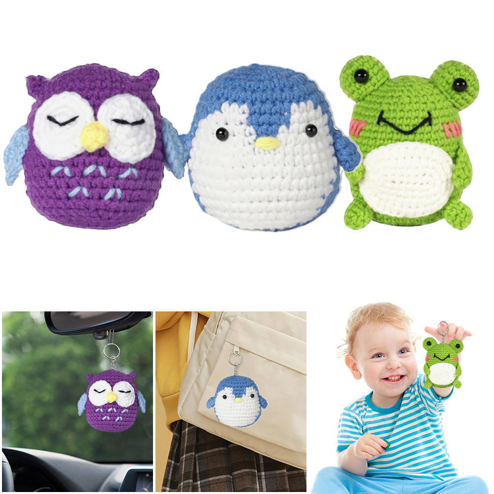3Pcs Animal Crochet Kits with Detailed Tutorials Cute Animal Crochet Set for DIY