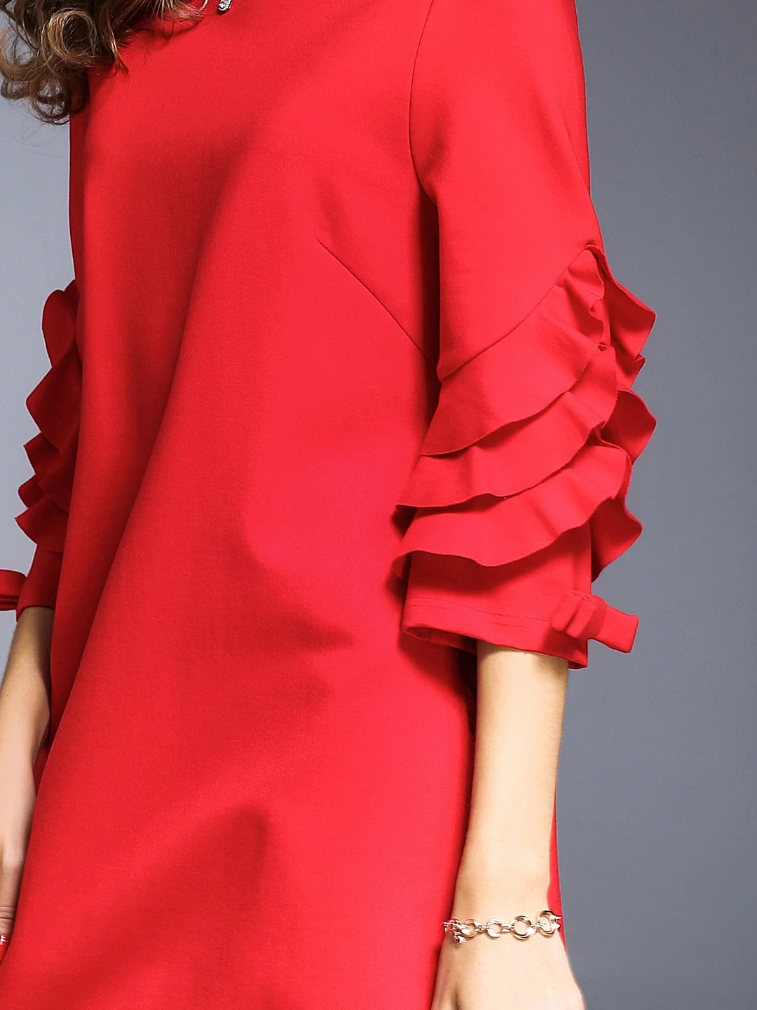 Red A-line Frill Sleeve Casual Statement Mini Dress