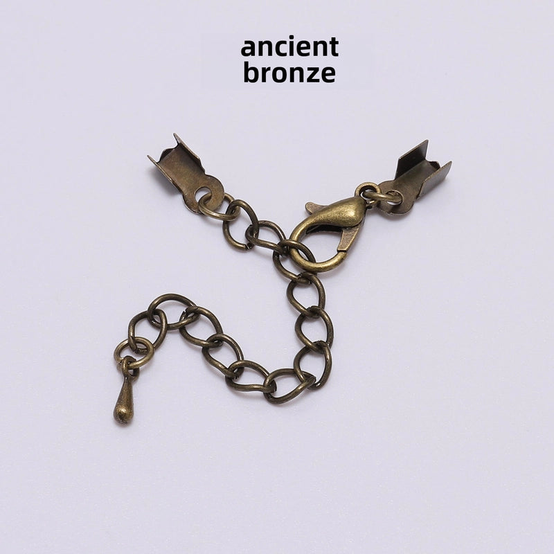 Metal Extension Tail Chain With Water Drop Lobster Clasp DIY Jewelry Accessories Leather Rope Square Clip Adjustment Chain