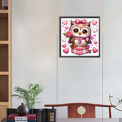 1set 33x45cm/13.8x17.7inch Round Drill Canvas Owl Home Living Room Dining  Room Wall Decor Holiday Gift For Family Friends Diamond Painting DIY Diamond