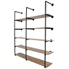 [US Local Warehouse] Industrial Pipe Shelf 5 Tier 72 Inch Industrial Wall Shelves with Solid Wood Plank Pipe Shelving Wall Mounted for Kitchen and Bar Shelving
