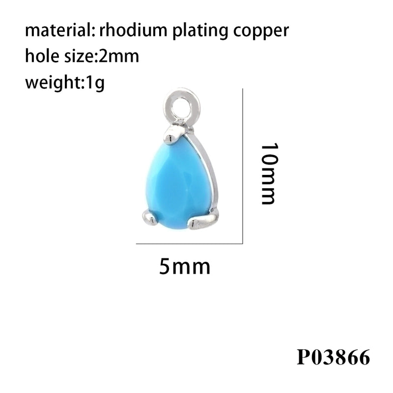 Minimalist Water Droplets Copper Plating Inlay Zircon 18k Gold Plated Charms