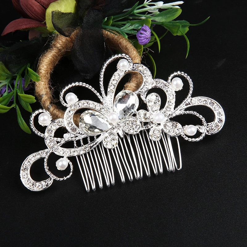 Alloy White Rhinestone Hair Comb Clip International Station Hot Pearl Flower Bridal Headdress Hair Accessories Bridal Accessories
