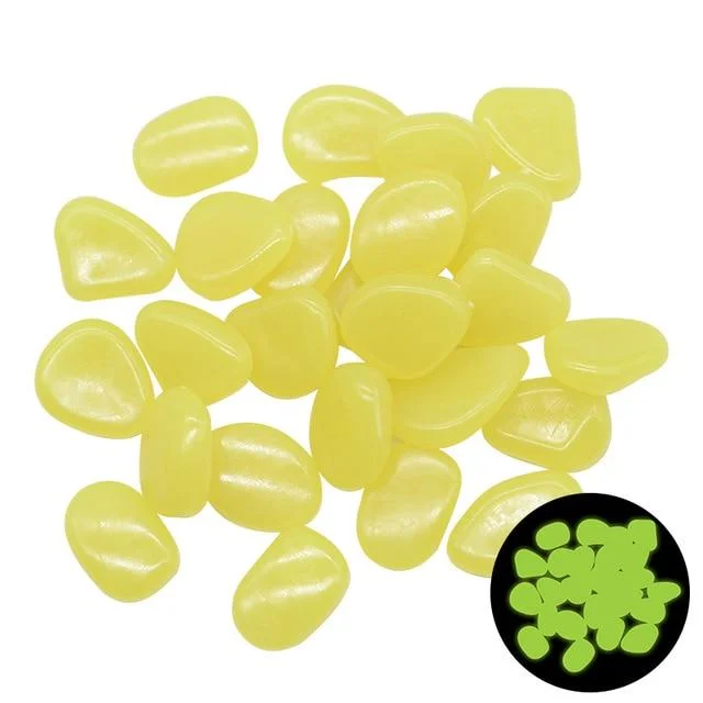 100pcs Glow in the Dark Pebbles Landscaping Glow Stones for Garden Pond Aquarium