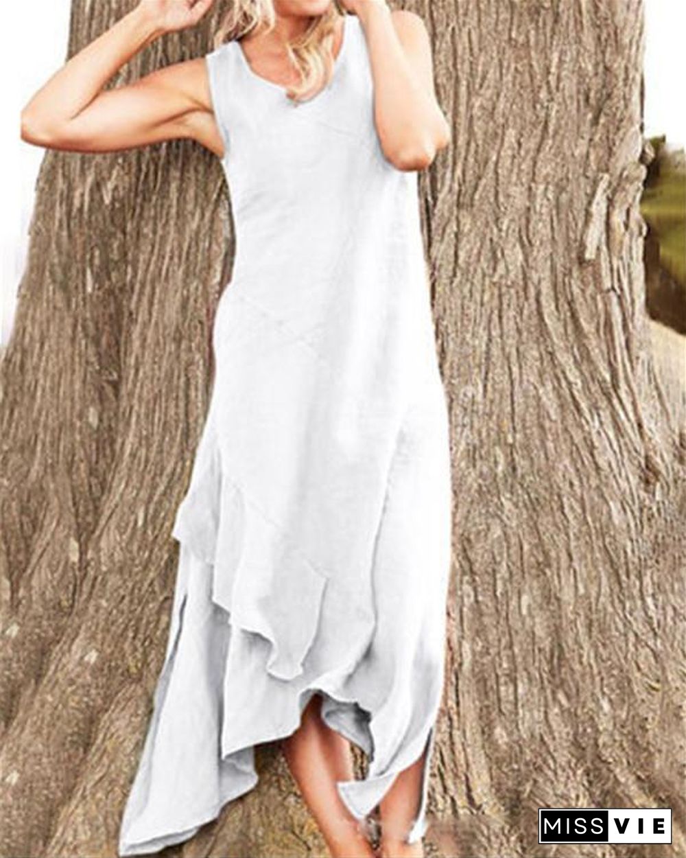 Sleeveless Solid Holiday Daily Fashion Maxi Dresses