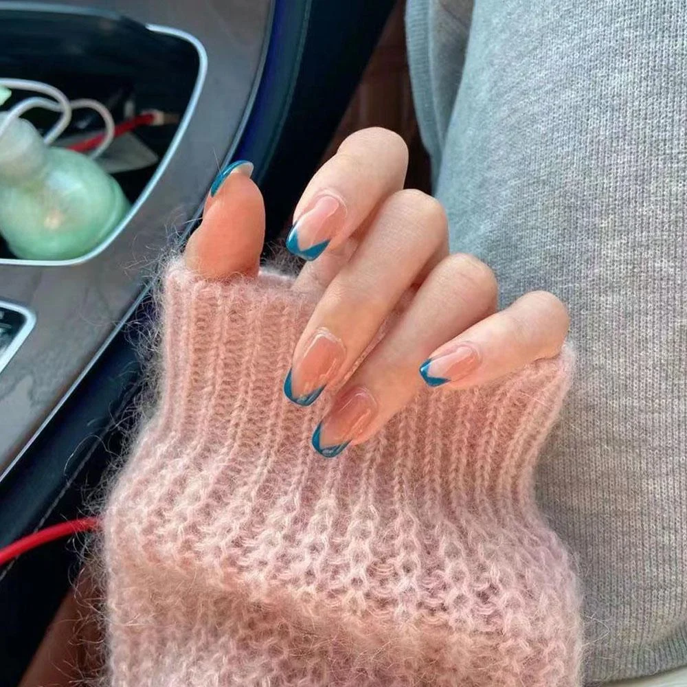 24Pcs Middle Length Ballerina Nude Pink Color False Nails Design With Heart Pattern DIY Artificial Fake Nails With Press Glue 1103 515-Nail Inspo