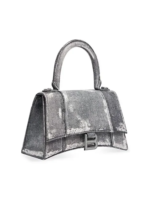 Balenciaga Hourglass Small Handbag in Printed Denim