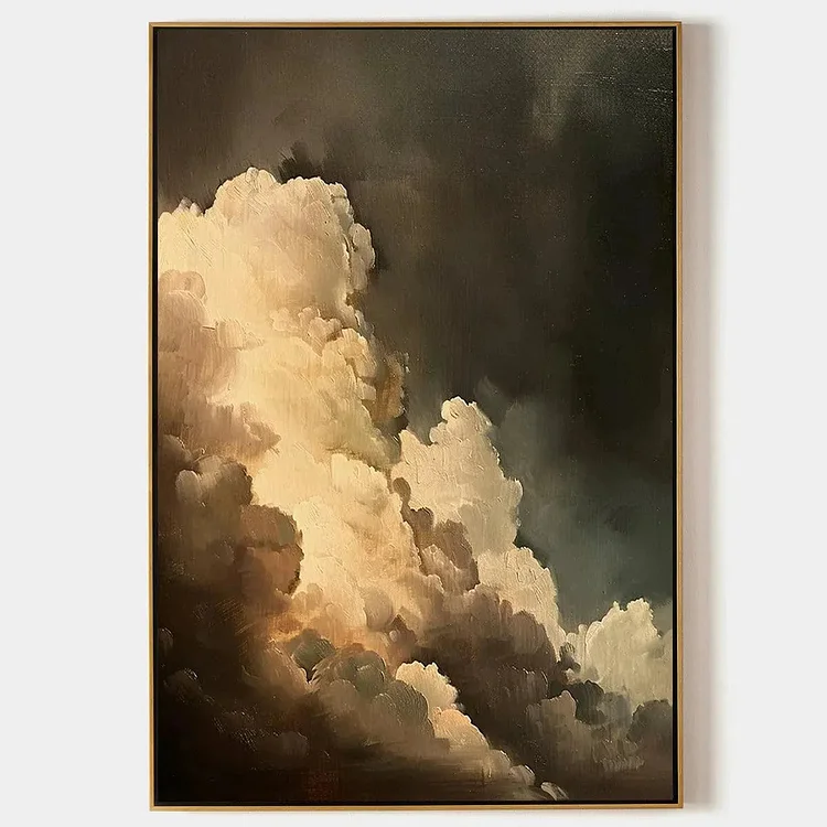 EVENING CLOUDS: Textured Cloudscape Painting, Vertical Wall Art（Canvas painting）