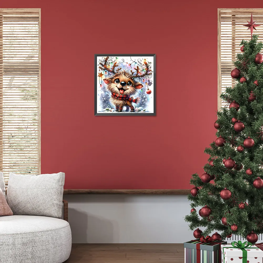 Diamond Painting - Full Round Drill - Christmas Elk(Canvas|30*30cm)