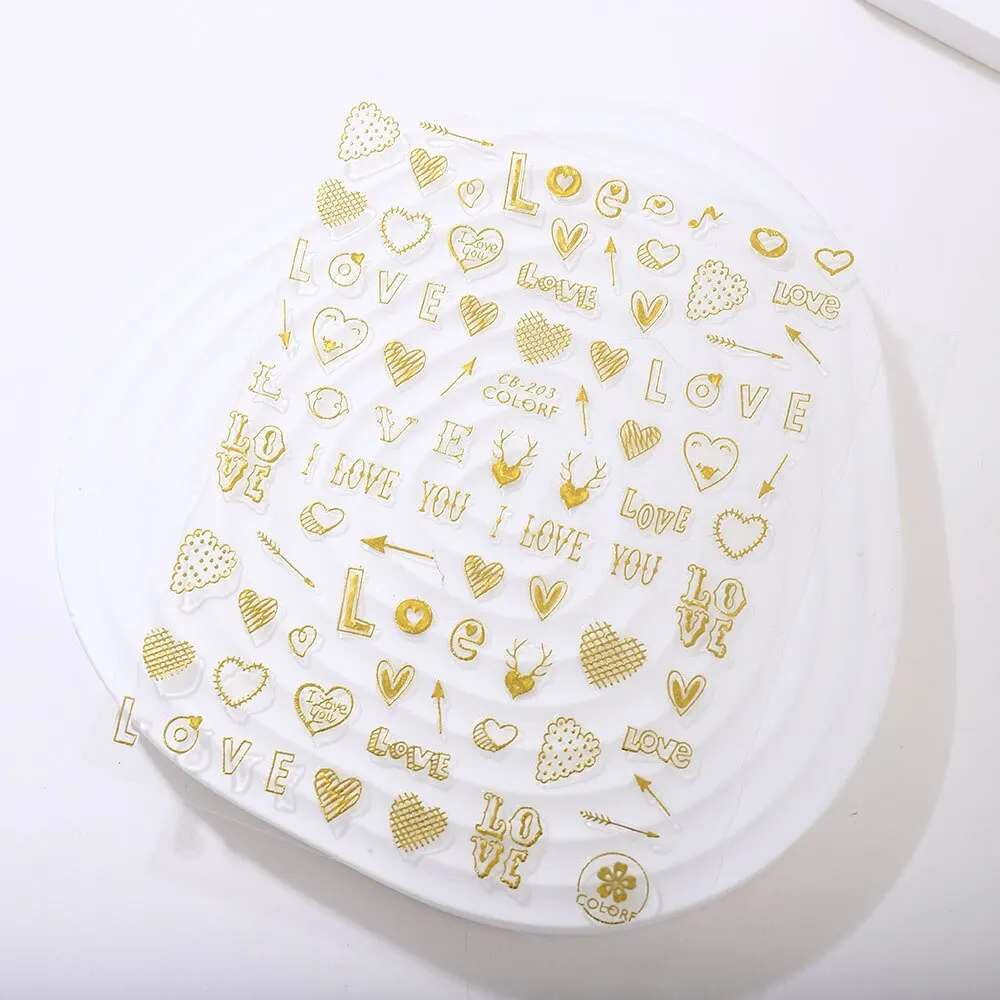 3Pcs Nail Stickers 3D Adhesive DIY Nail Art Transfer Flowers Love Abstract Sexy Woman Face Design Stickers For Nails Manicure-Nail Inspo