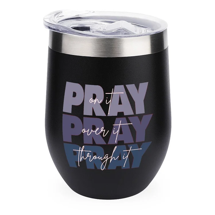 Pray On It Navy Stainless Steel Insulated Cup - Heather Prints Shirts