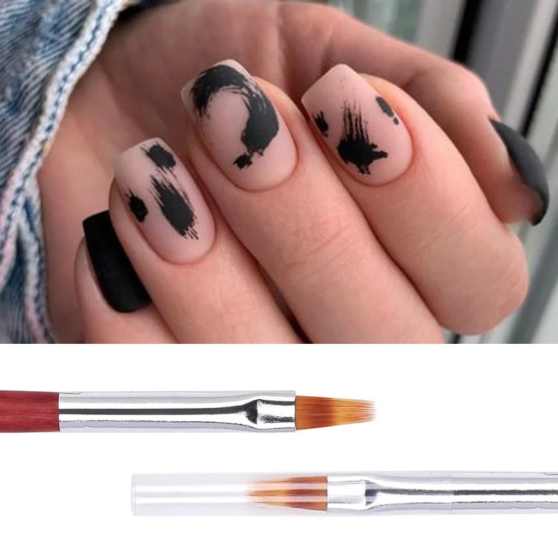 1 Pc Gradient Bloom Nail Painting Brush Pen UV Gel Nail Art Brush With Wood Handle Nylon Hair Draw Manicure Nail Art Tool-Nail Inspo