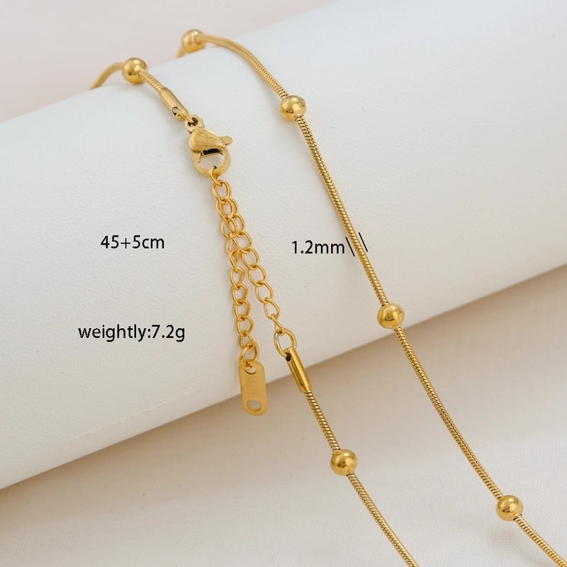 Basic Minimalist Solid Color 304 Stainless Steel 18K Gold Plated Necklace