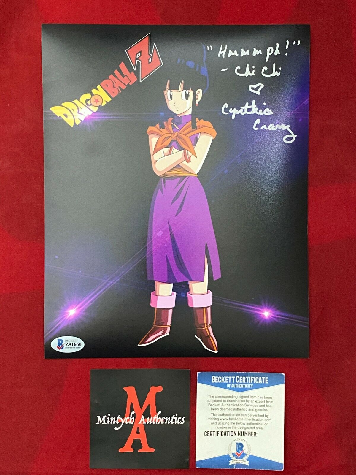 CYNTHIA CRANZ AUTOGRAPHED SIGNED 8x10 Photo Poster painting! DRAGONBALL Z! CHI-CHI! BECKETT COA