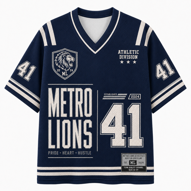 Surf Metro Lions Cotton T-Shirt - Navy / White