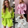 Women's Printed Loose Long Sleeve Shorts Fashion Casual Sweater 2 Piece Set