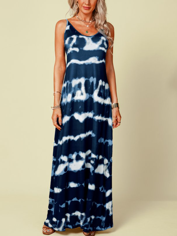 Plus Size Dip-Dyed Crew Neck Sleeveless Knitting Dress