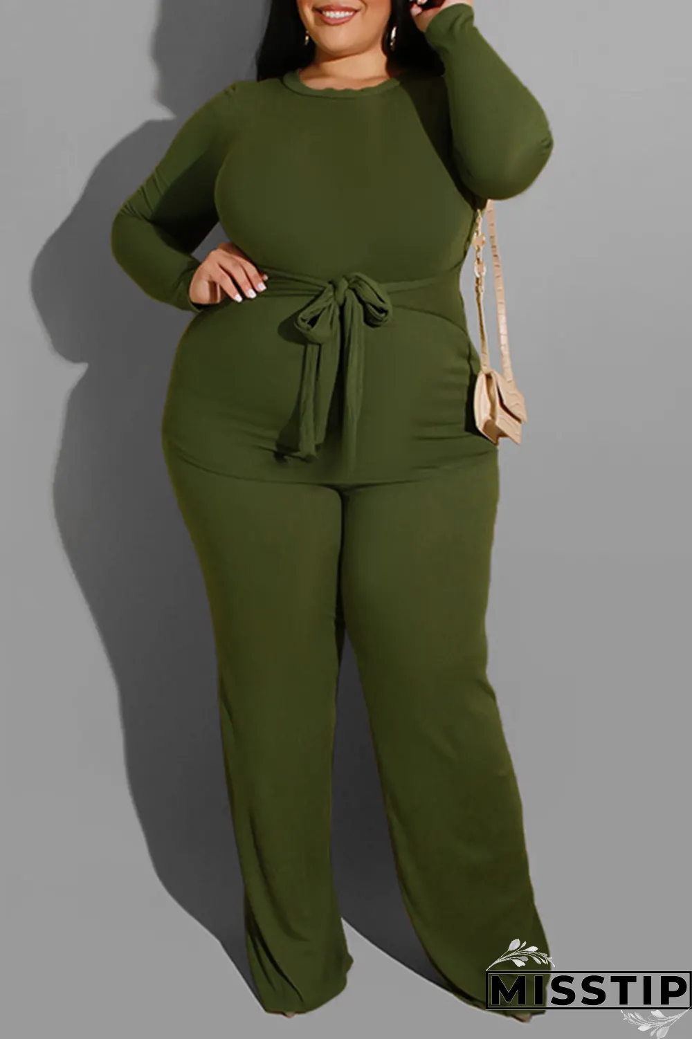 Yellow Casual Solid Patchwork O Neck Plus Size Two Pieces