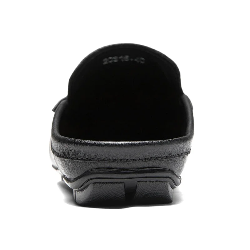 Luxury Shoes Brand Designer Summer Genuine Leather Casual Slip On Half Shoes For Men Loafers Flats Slippers