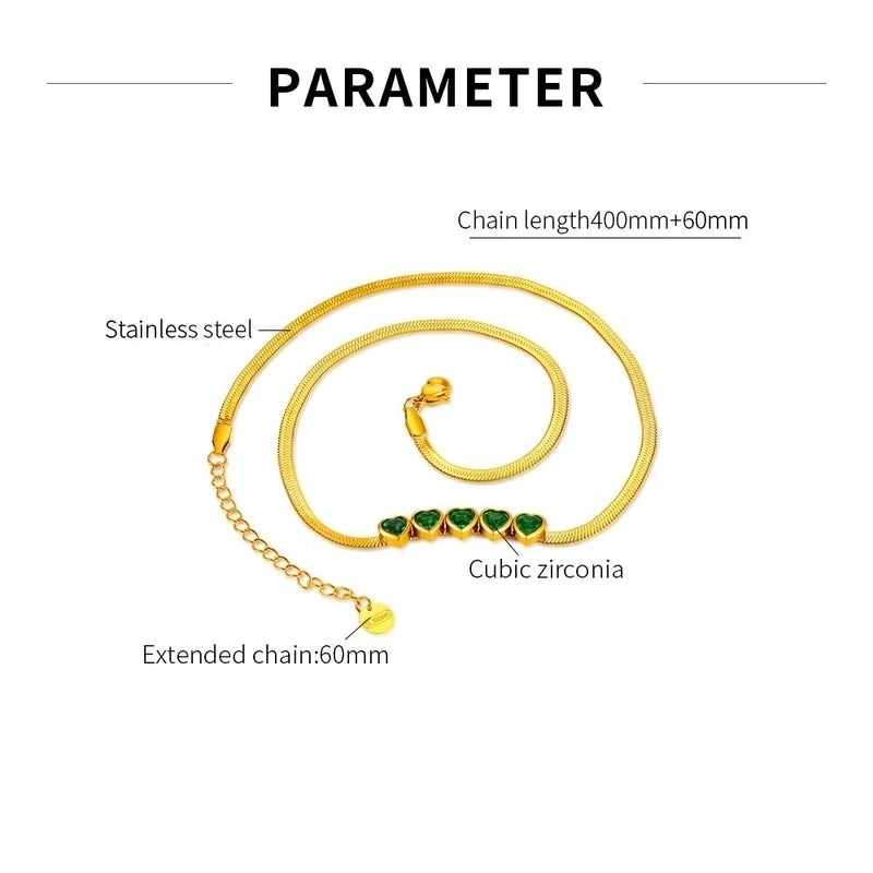 Vintage Style Minimalist Heart Shape 304 Stainless Steel Zircon Inlay Necklace