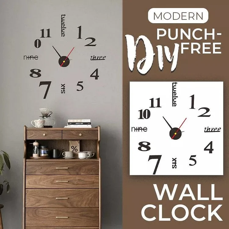 🔥MODERN DIY PUNCH-FREE WALL CLOCK