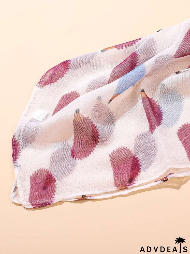 Cartoon Hedgehog Graphic Scarf