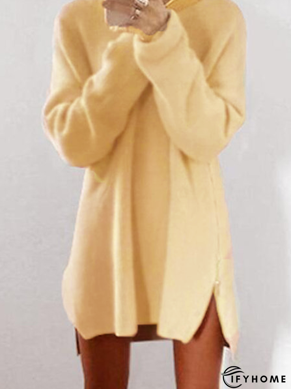 Fluffy Zipper Long Sleeve Casual H-line Sweater | IFYHOME